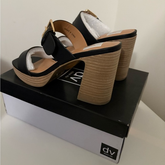 Dolce Vita Black and Tan Platform Mules - Picture 4 of 8